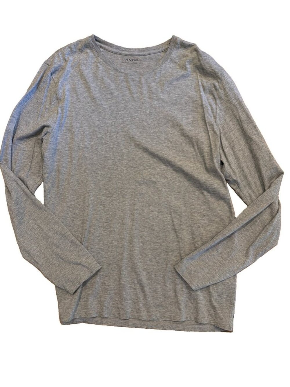Vince Men's Grey Heather Pima Cotton Crew-Neck Long Sleeve T-Shirt Sz Large